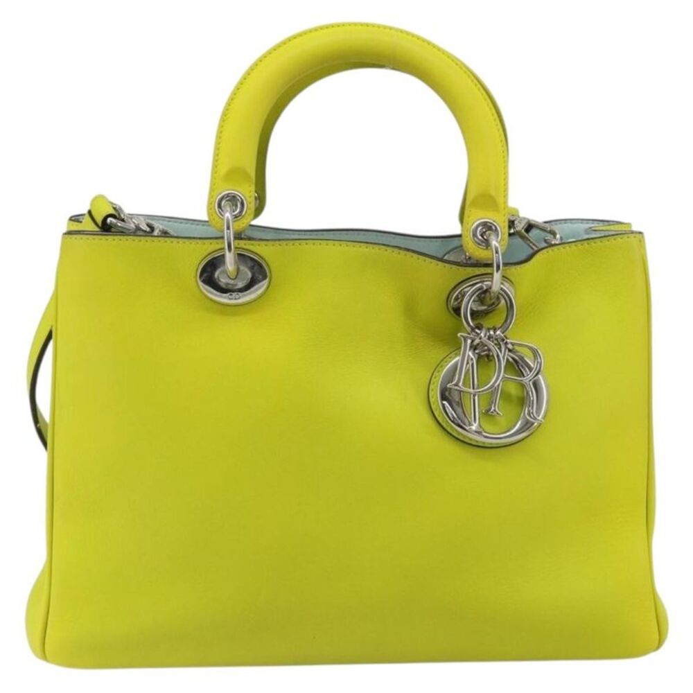 Christian Dior Diorissimo Tote Smooth Calfskin Yellow Leather Handbag